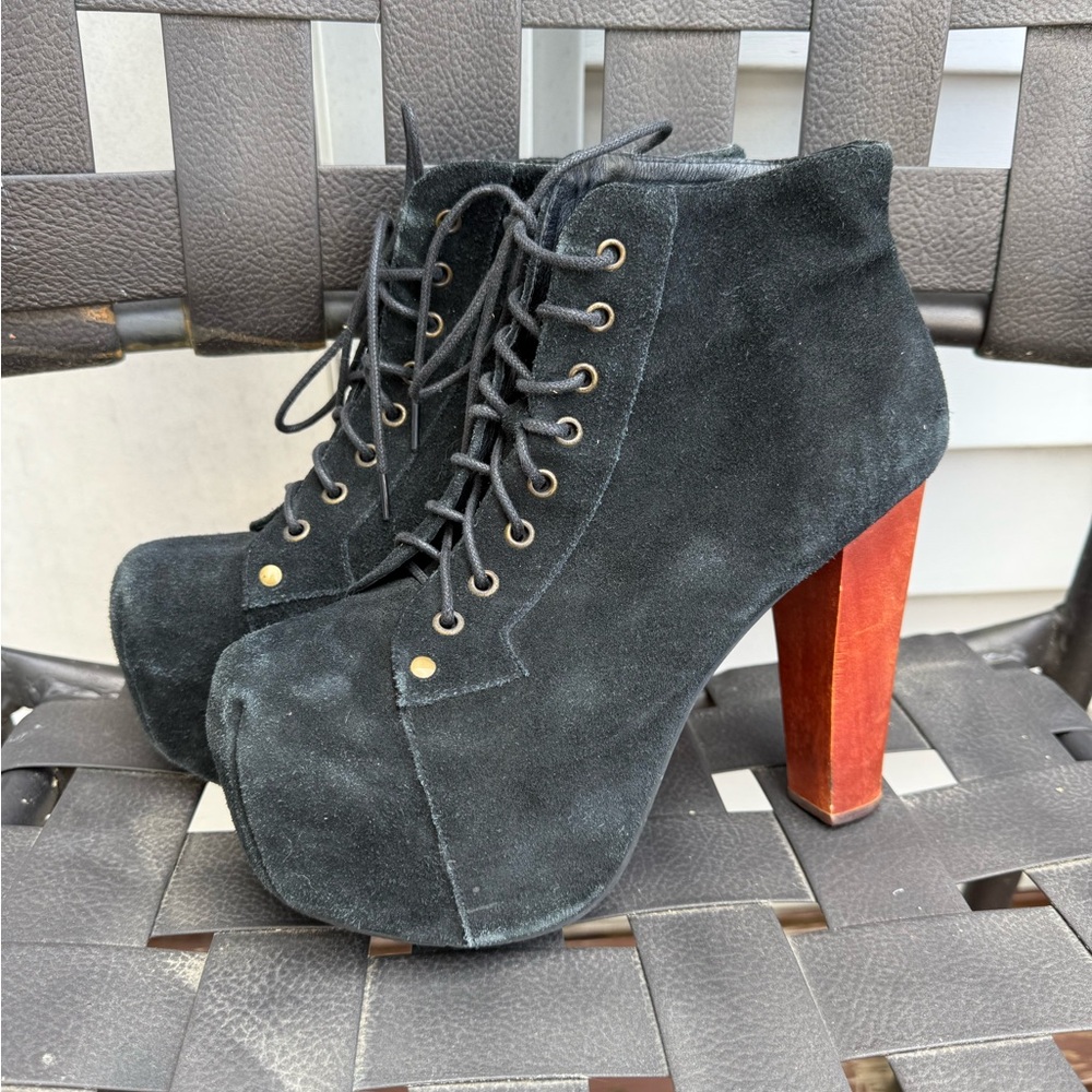 Y2K Jeffrey Campbell Black Suede Litas
